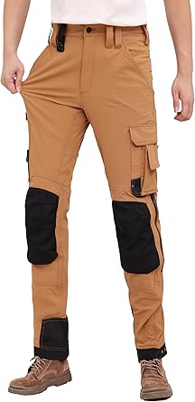 WORK IDEA Men's Slim-Fit Stretch Work Trousers: Corduroy on Critical Fabric Areas, Durable Elegance for the Highest Demands