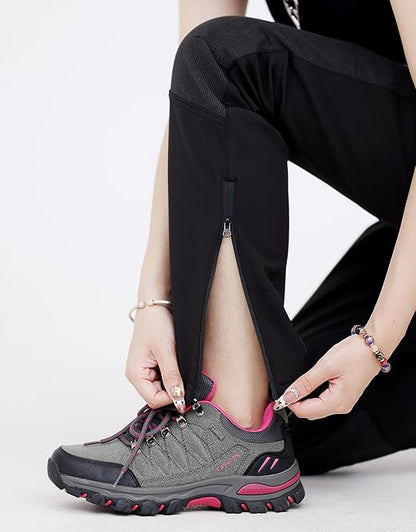 WORK IDEA Women's Outdoor Trousers for Demanding Hikes, Waterproof Material, Elastic Fit, Winter Warmth, Contrast Colour Zippers and More