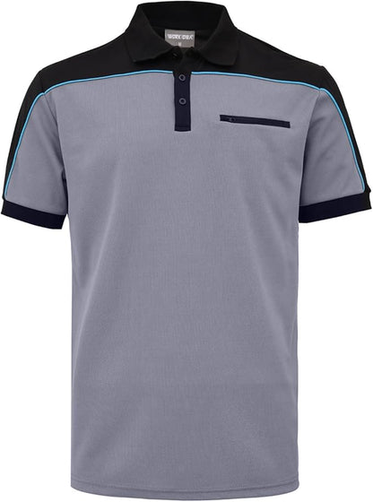 Men's Polo Shirt Work Short Sleeve Work Shirt 100% Polyester with Contrast Colours