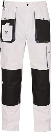 WORK IDEA Mens Work Trousers Oxford Knee Pockets Heavy Duty Canvas