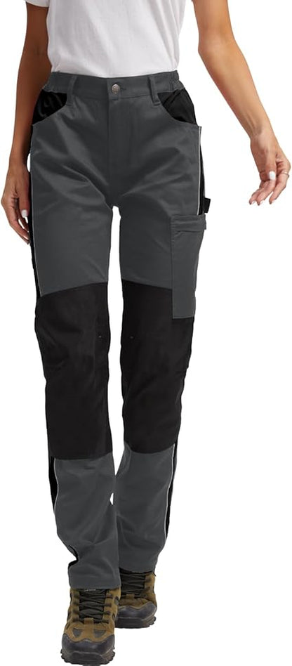 WORK IDEA Women's Work Trousers in Figure-Hugging Fit, Elastic and Lightweight, with Multiple Functional Pockets