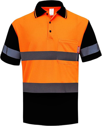 WORK IDEA Men's Hi-Vis Polo Shirt, Reflective Work Polo Shirt