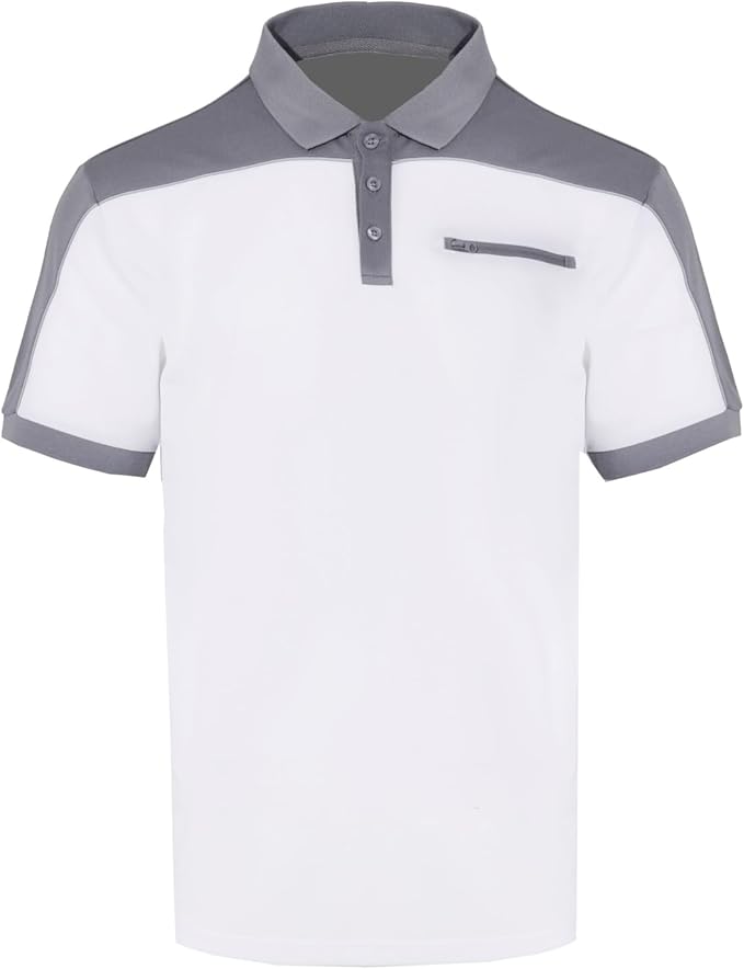 Men's Polo Shirt Work Short Sleeve Work Shirt 100% Polyester with Contrast Colours