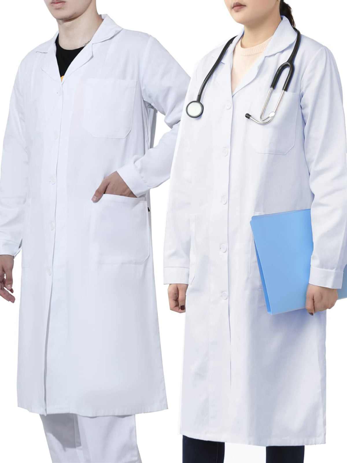 WORK IDEA Men's Women's Lab Coat, 100% Cotton, Laboratory Coat, Medical Coat, Doctor's Coat