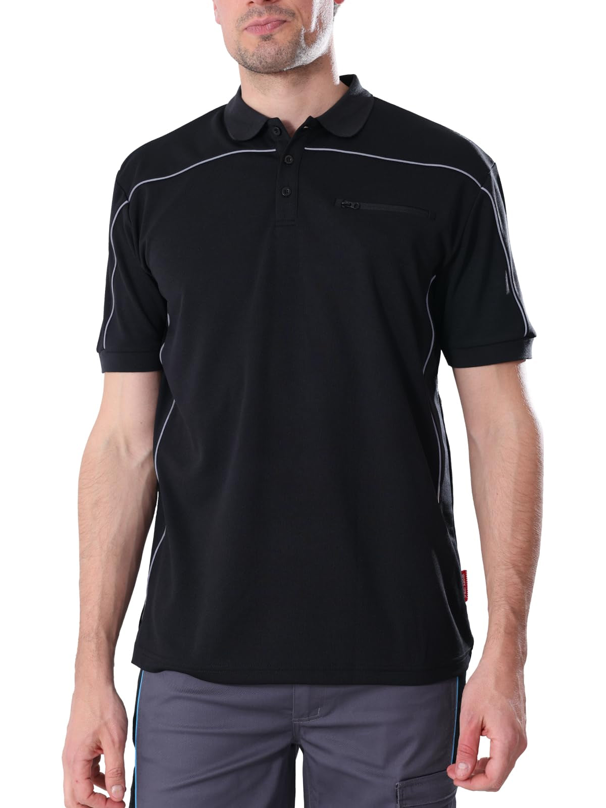 Men's Polo Shirt Work Short Sleeve Work Shirt 100% Polyester with Contrast Colours