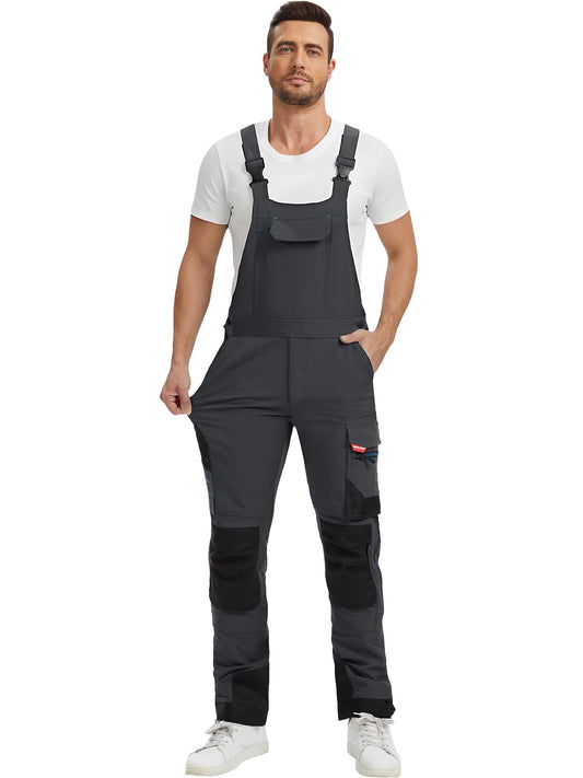 WORK IDEA Mens Work Dungarees with Good Stretch, Many Pockets and Partial Use of Cordura Fabric for Increased Abrasion Resistance, Suitable for Various Work Environments