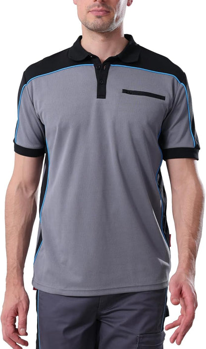 Men's Polo Shirt Work Short Sleeve Work Shirt 100% Polyester with Contrast Colours