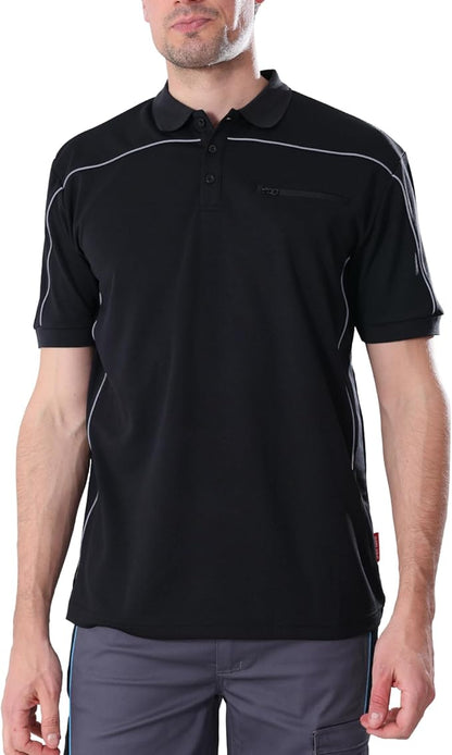 Men's Polo Shirt Work Short Sleeve Work Shirt 100% Polyester with Contrast Colours
