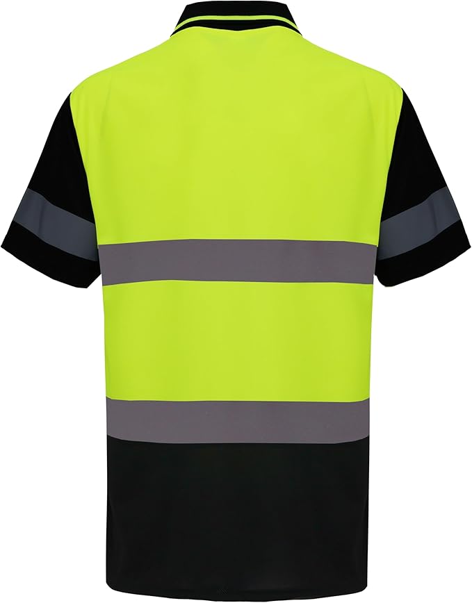 WORK IDEA Men's Hi-Vis Polo Shirt, Reflective Work Polo Shirt