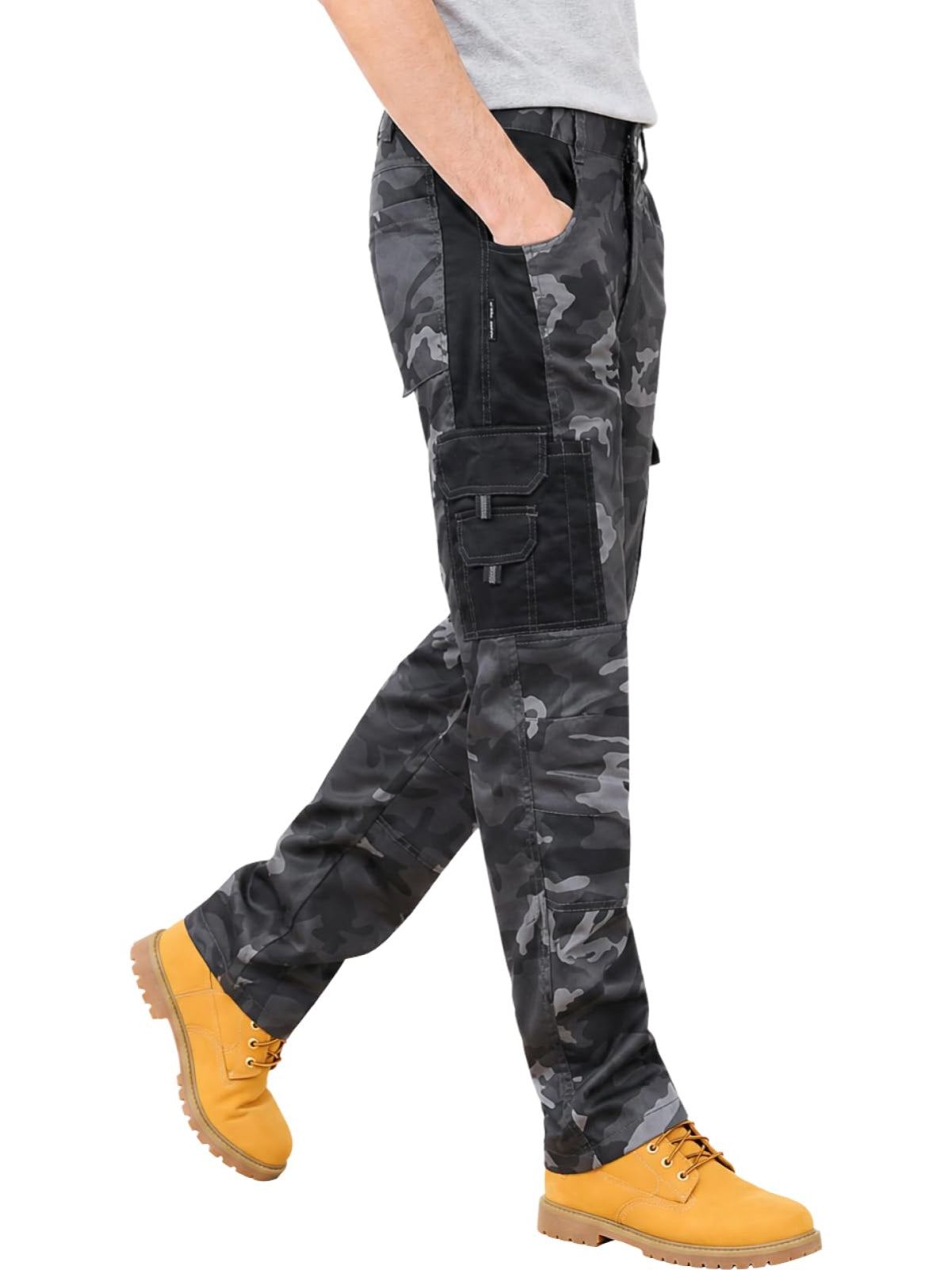 WORK IDEA Mens Work Trousers - Camouflage Trousers Mens Cargo Trousers with Inside Knee Pockets
