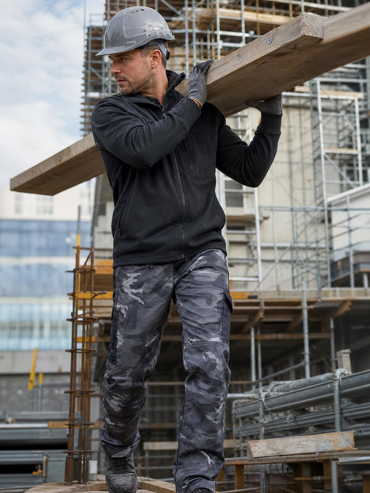 WORK IDEA Mens Work Trousers - Camouflage Trousers Mens Cargo Trousers with Inside Knee Pockets
