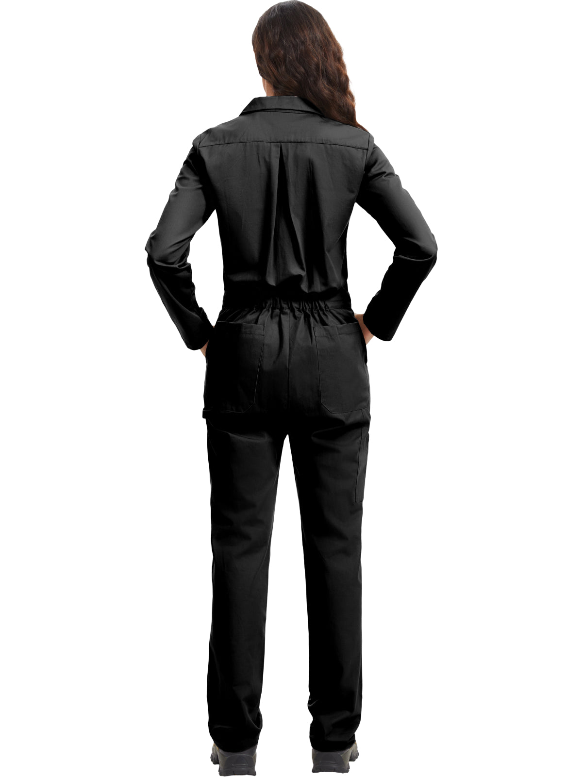 Combinaison de travail à manches longues pour femme WORK IDEA - 100 % coton, poche utilitaire et poches à rabat avec crochet. 