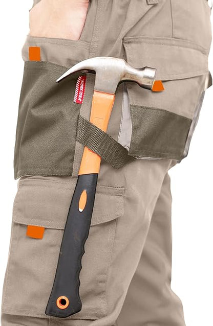 WORK IDEA Mens Work Trousers Oxford Knee Pockets Heavy Duty Canvas