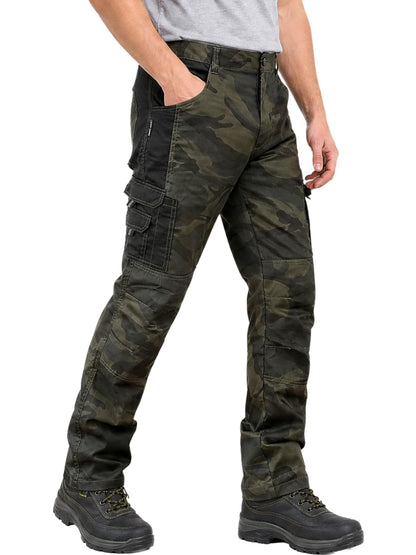 WORK IDEA Mens Work Trousers - Camouflage Trousers Mens Cargo Trousers with Inside Knee Pockets