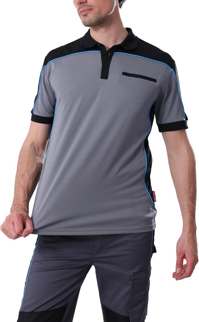 Men's Polo Shirt Work Short Sleeve Work Shirt 100% Polyester with Contrast Colours