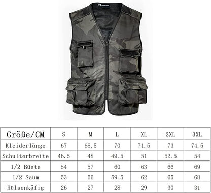 WORK IDEA Men's Outdoor Work Vest Multi-Pocket Fishing Vest Light Field Vest Camouflage Vest Summer Multifunctional Vest Breathable Fishing Vest