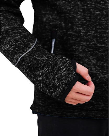 WORK IDEA Men's Knitted Fleece Jacket, Fleece Cardigan, Breathable Outdoor Fleece Jackets for Men, Warm and Lightweight Knitted Fleece Jacket with Zip