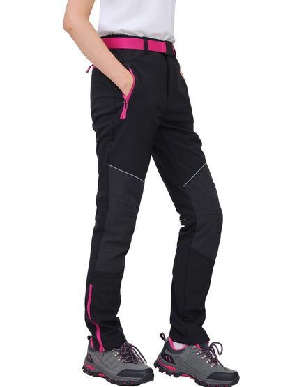 WORK IDEA Women's Outdoor Trousers for Demanding Hikes, Waterproof Material, Elastic Fit, Winter Warmth, Contrast Colour Zippers and More