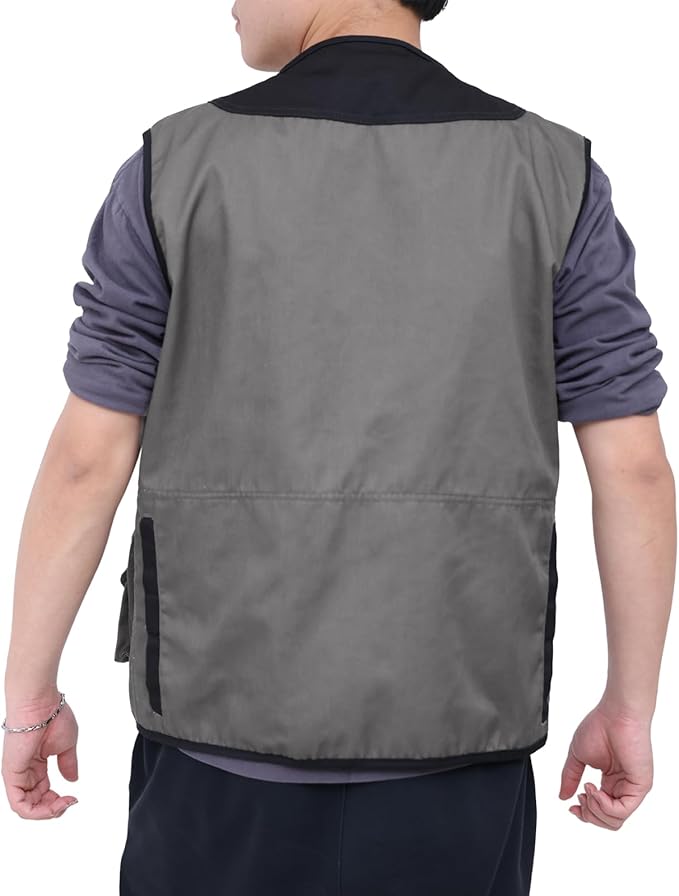 WORK IDEA Men's Outdoor Work Vest Multi-Pocket Fishing Vest Light Field Vest Camouflage Vest Summer Multifunctional Vest Breathable Fishing Vest