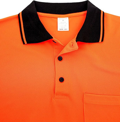 WORK IDEA Men's Hi-Vis Polo Shirt, Reflective Work Polo Shirt