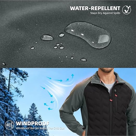 WORK IDEA Hybrid Waterproof Thermal Insulation Running Men's Jacket for Outdoor and Running with Contrast Colours