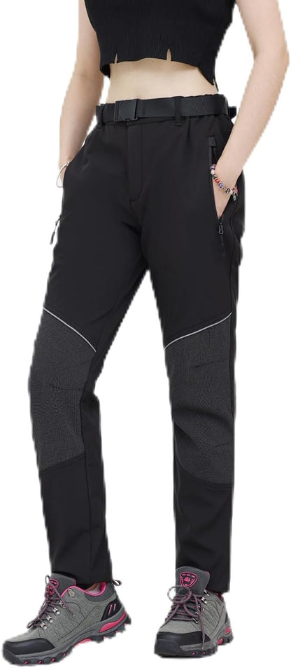 WORK IDEA Women's Outdoor Trousers for Demanding Hikes, Waterproof Material, Elastic Fit, Winter Warmth, Contrast Colour Zippers and More