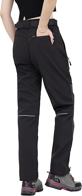 WORK IDEA Women's Outdoor Trousers for Demanding Hikes, Waterproof Material, Elastic Fit, Winter Warmth, Contrast Colour Zippers and More
