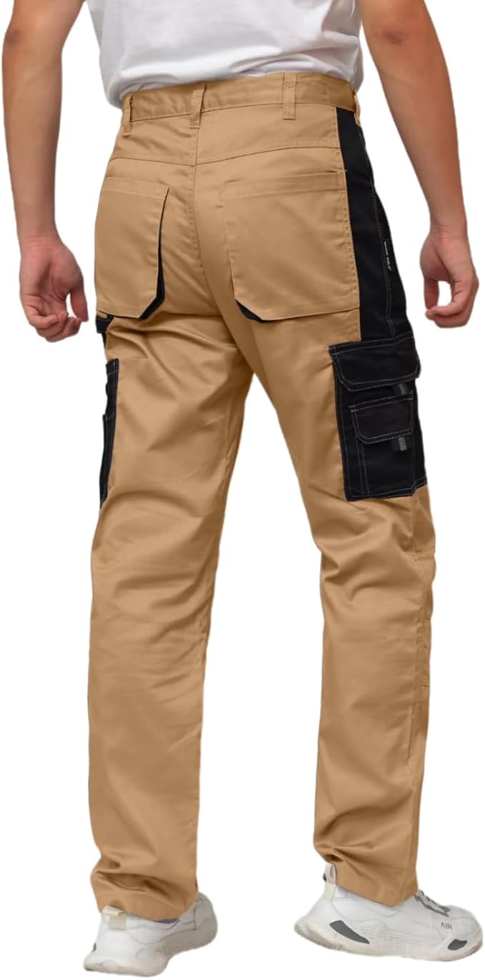 WORK IDEA Mens Work Trousers - Camouflage Trousers Mens Cargo Trousers with Inside Knee Pockets
