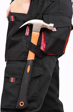 WORK IDEA Mens Work Trousers Oxford Knee Pockets Heavy Duty Canvas