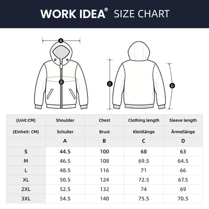 WORK IDEA Men's Fleece Jacket, Warm Soft Outdoor Jacket with Zip, Breathable, Lightweight, Cold Insulating