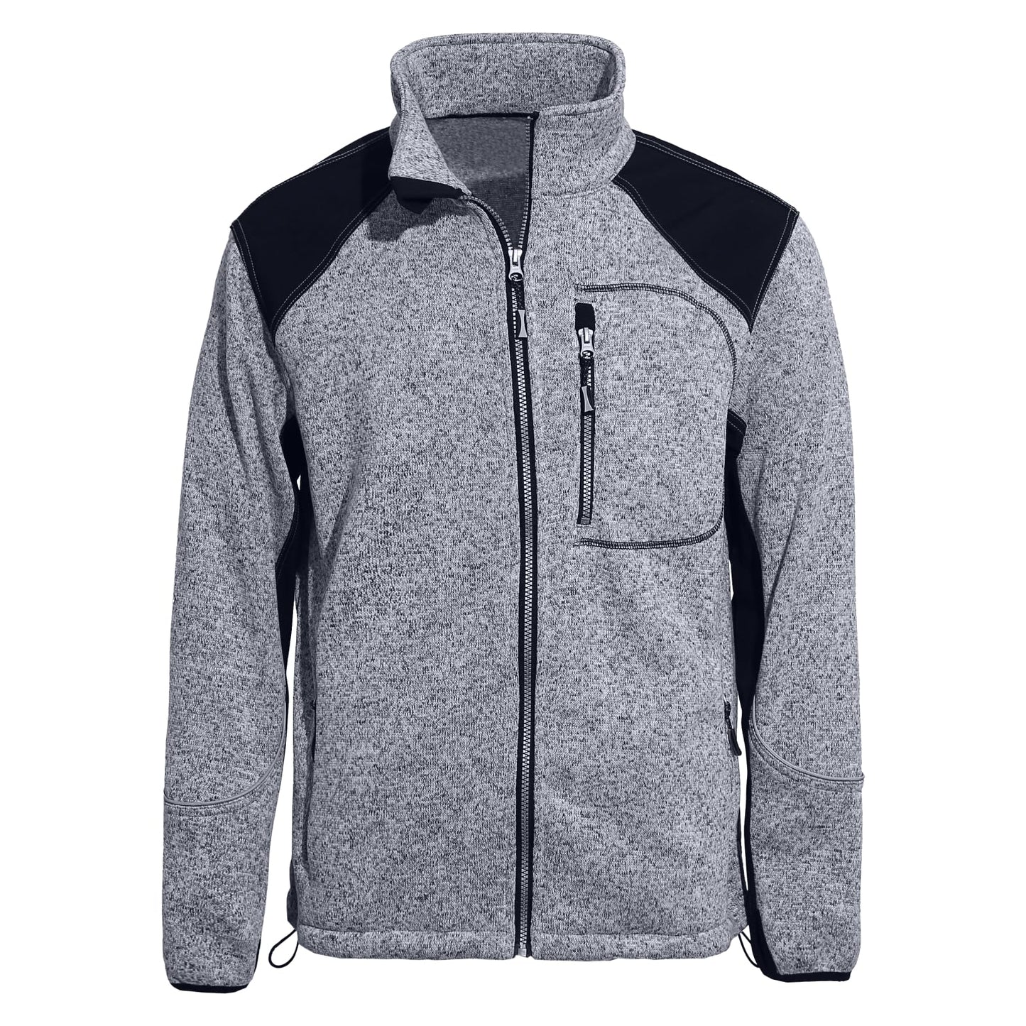 WORK IDEA Men's Knitted Fleece Jacket, Fleece Cardigan, Breathable Outdoor Fleece Jackets for Men, Warm and Lightweight Knitted Fleece Jacket with Zip