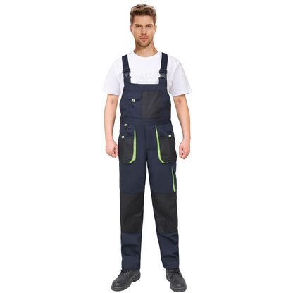WORK IDEA Mens Work Dungarees Oxford Knee Pockets Durable Canvas