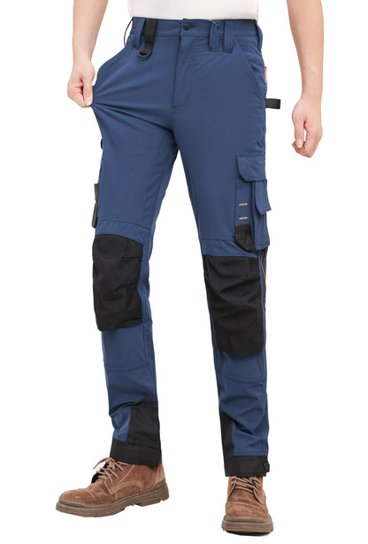 WORK IDEA Men's Slim-Fit Stretch Work Trousers: Corduroy on Critical Fabric Areas, Durable Elegance for the Highest Demands