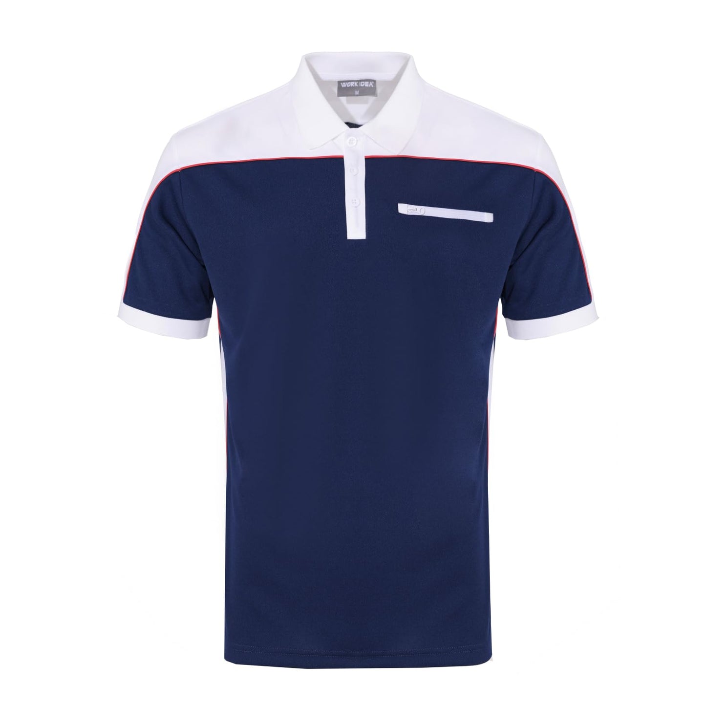 Work Idea Men's Short-Sleeved Polo Shirt with Contrast Colours, Functional Work Shirt for Work, Workshop and Leisure