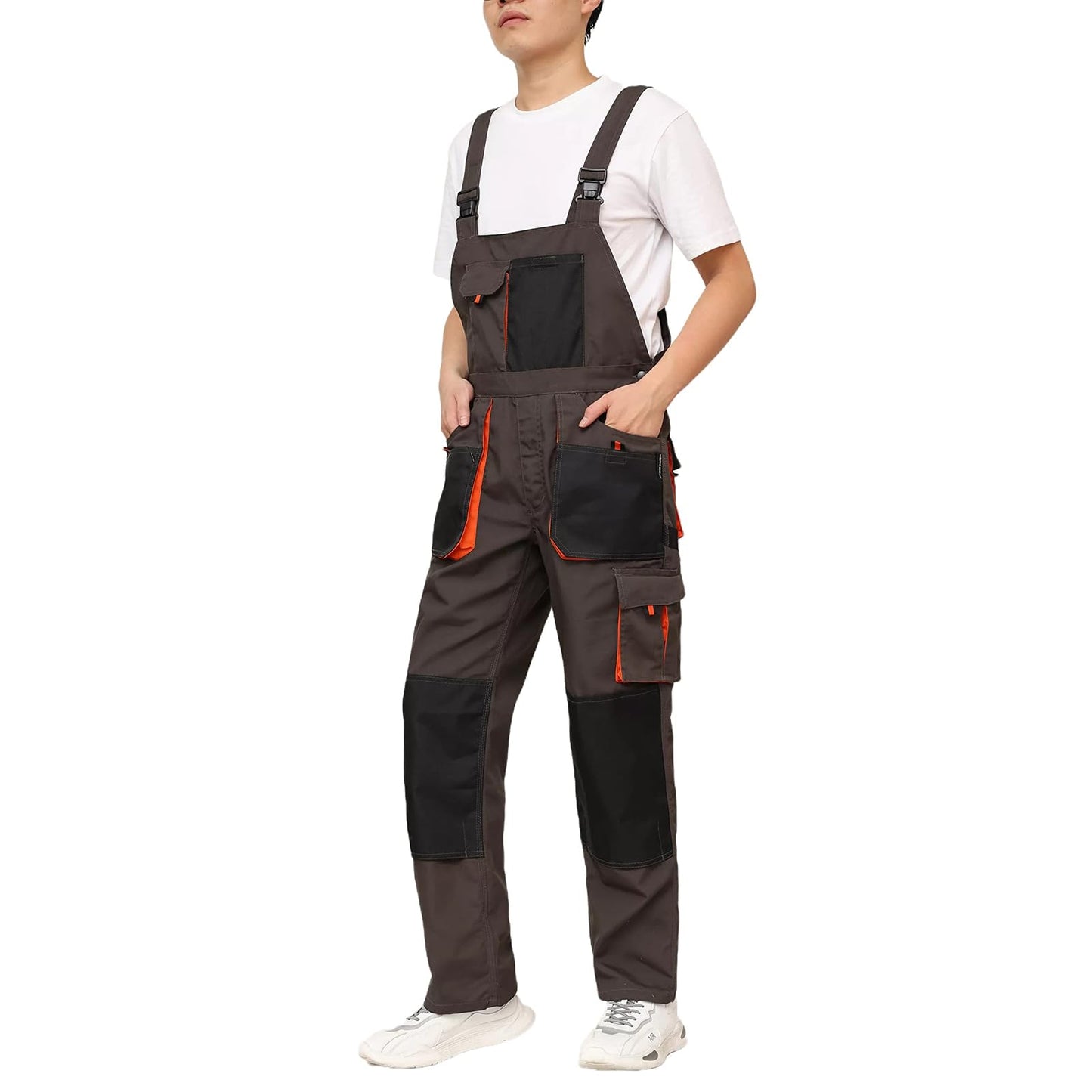 WORK IDEA Mens Work Dungarees Oxford Knee Pockets Durable Canvas