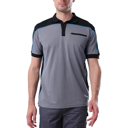 Work Idea Men's Short-Sleeved Polo Shirt with Contrast Colours, Functional Work Shirt for Work, Workshop and Leisure