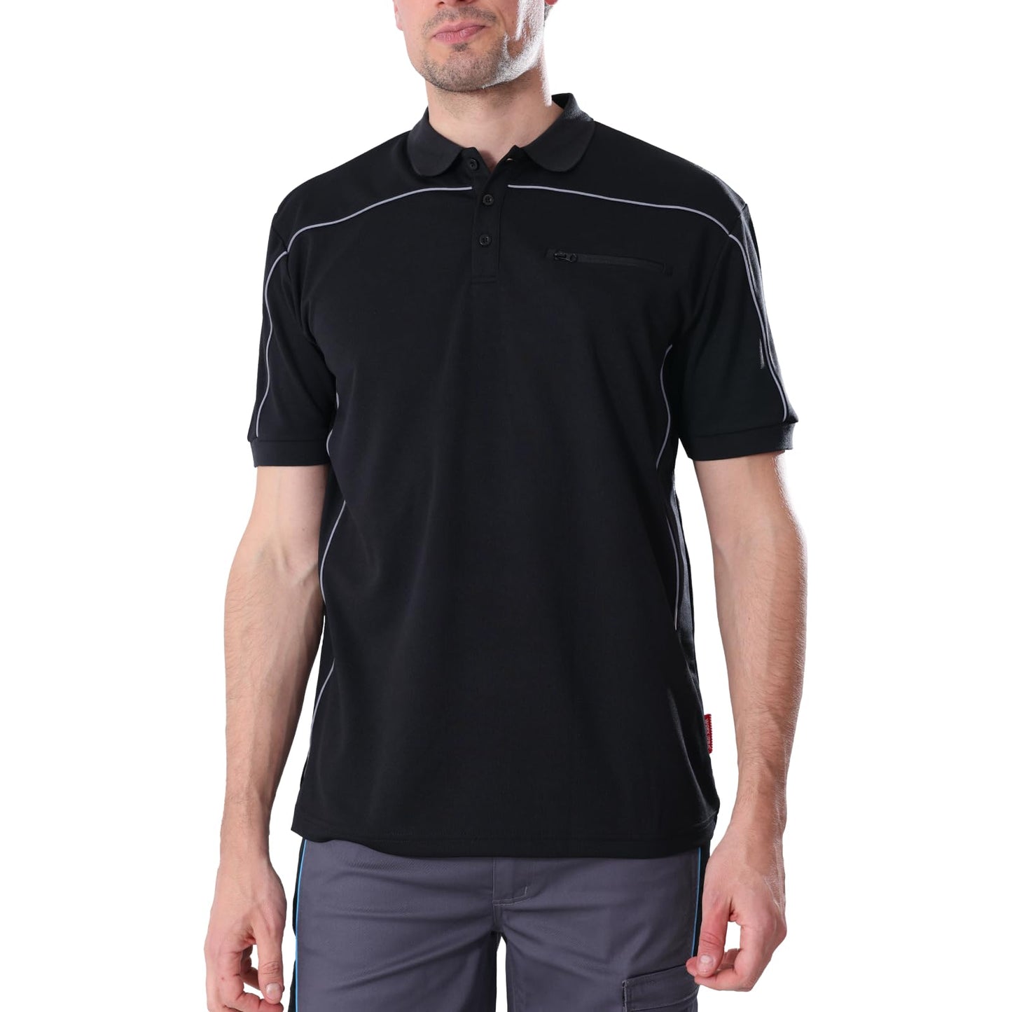 Work Idea Men's Short-Sleeved Polo Shirt with Contrast Colours, Functional Work Shirt for Work, Workshop and Leisure