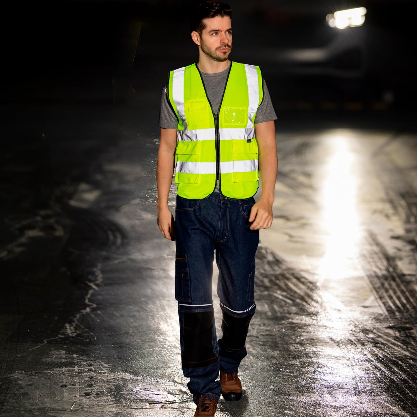 WORK IDEA Reflective Vest Car Reflective Vest with Multiple Pockets Safety Vest