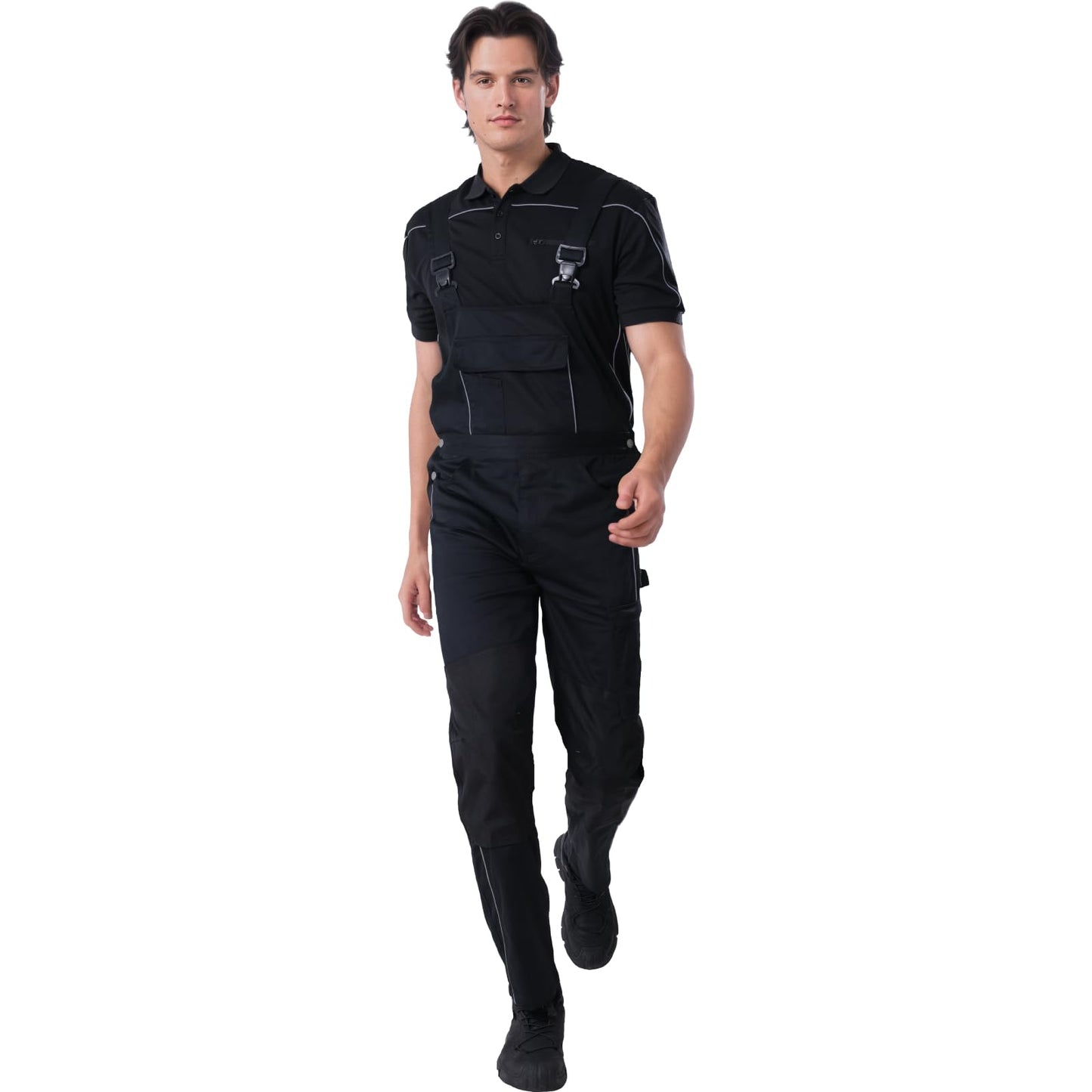 WORK IDEA Mens Stretch Work Dungarees with Multiple Pockets and Tool Pockets