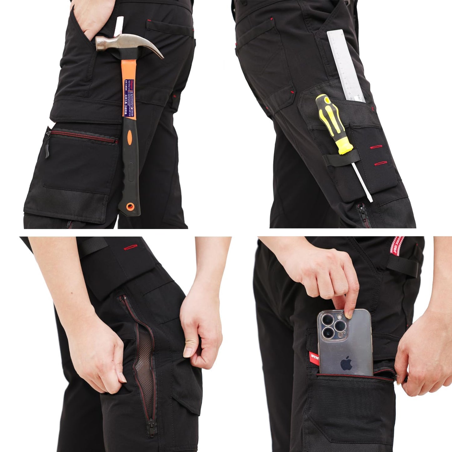 WORK IDEA Men's Slim-Fit Stretch Work Trousers: Corduroy on Critical Fabric Areas, Durable Elegance for the Highest Demands