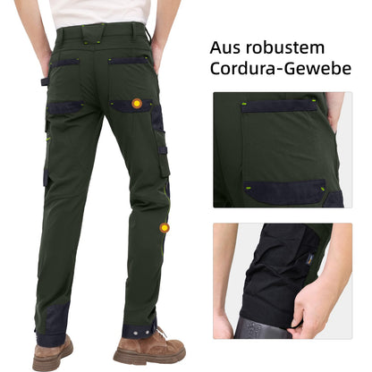 WORK IDEA Men's Slim-Fit Stretch Work Trousers: Corduroy on Critical Fabric Areas, Durable Elegance for the Highest Demands