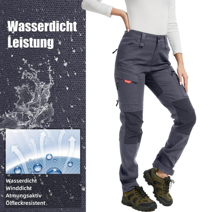 WORK IDEA Women's Hiking Trousers, Stretch Slim Fit, Water Resistant, for Outdoor Activities