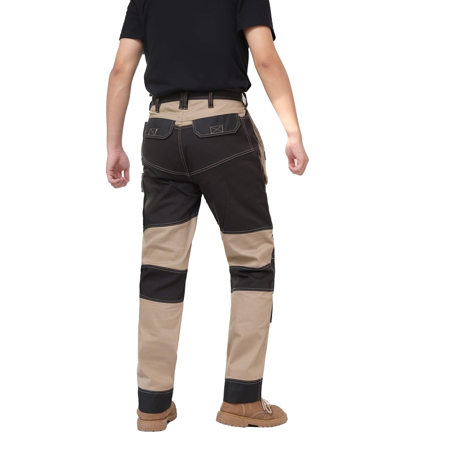 WORK IDEA Men's Work Trousers, Trousers with Multifunctional Pockets, Trousers with Removable Flight Pockets, Oxford Knee Pockets, Cotton Stretch Trousers