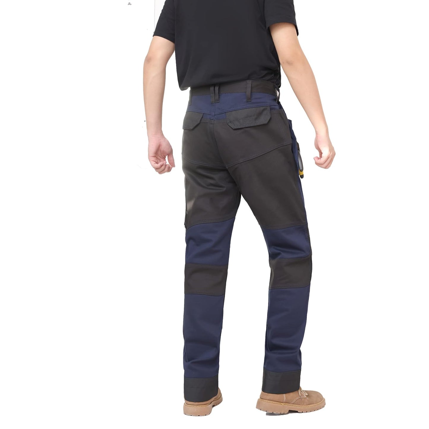 WORK IDEA Men's Work Trousers, Trousers with Multifunctional Pockets, Trousers with Removable Flight Pockets, Oxford Knee Pockets, Cotton Stretch Trousers