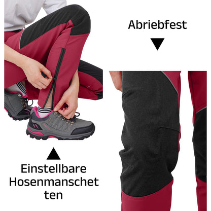 WORK IDEA Women's Outdoor Trousers for Demanding Hikes, Waterproof Material, Elastic Fit, Winter Warmth, Contrast Colour Zippers and More