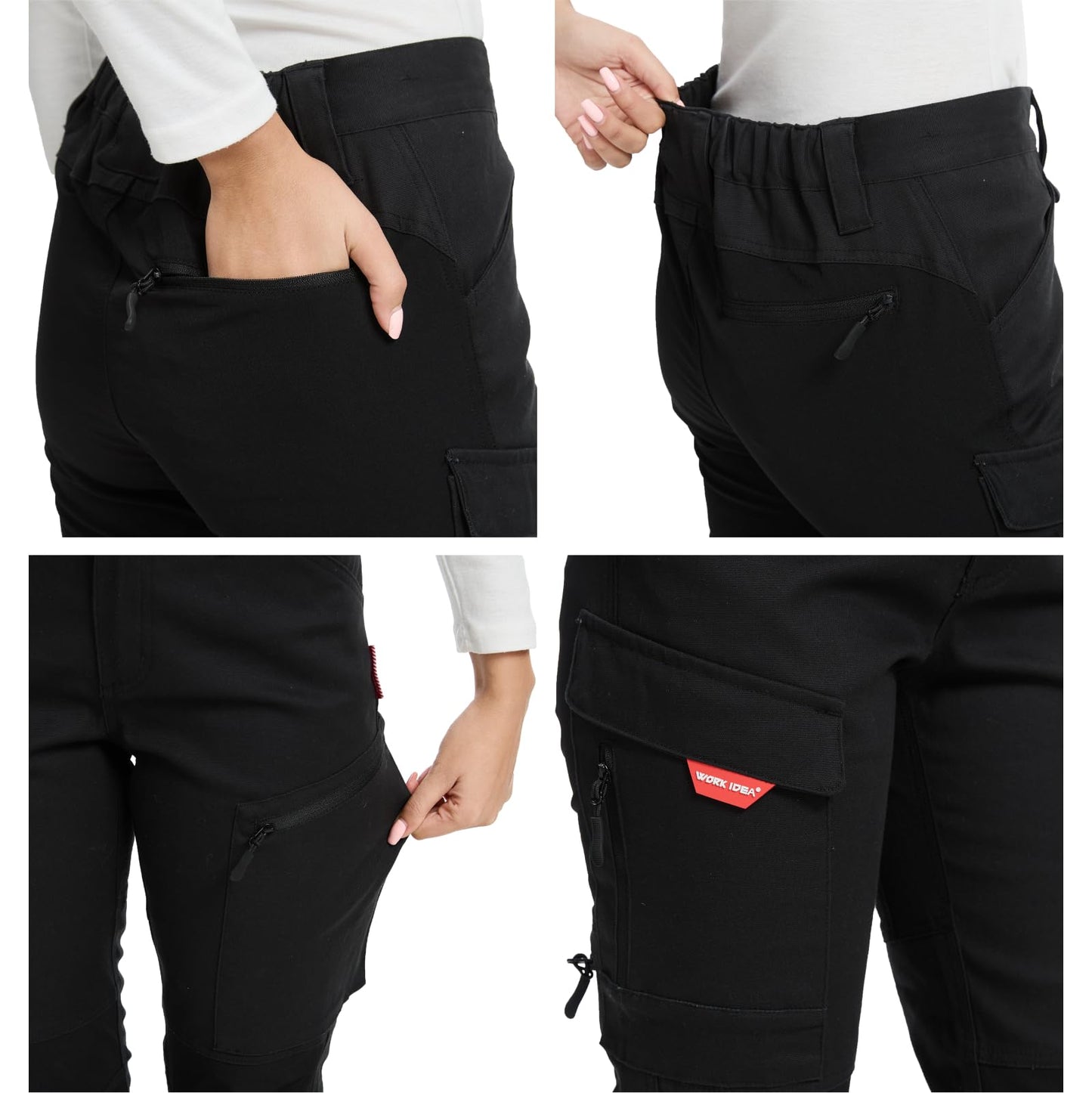 WORK IDEA Women's Hiking Trousers, Stretch Slim Fit, Water Resistant, for Outdoor Activities