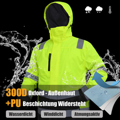 WORK IDEA Versatile 3-in-1 Work Jacket with Reflectors - Waterproof, Windproof, Breathable - Ideal Winter Work Wear and Hi-Vis Jacket for All Seasons
