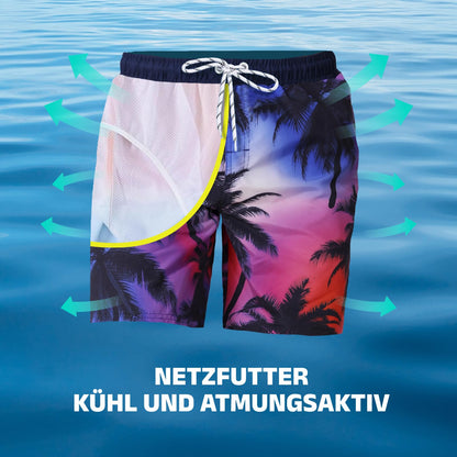 WORK IDEA Men's Quick-Drying Swimming Trunks with Print 100% Polyester - Summer Beach Board Shorts