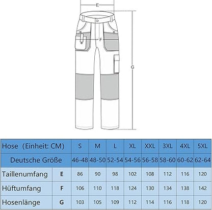 WORK IDEA Mens Work Trousers Oxford Knee Pockets Heavy Duty Canvas